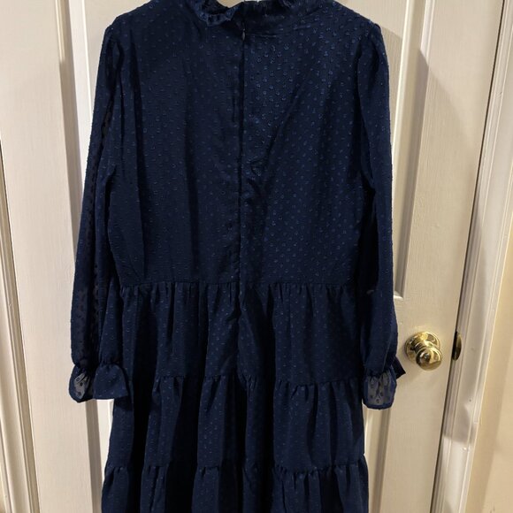 R & K Originals Women's Navy Blue Polka Dot Babydoll Dress ~ Size: 16 - Picture 4 of 4